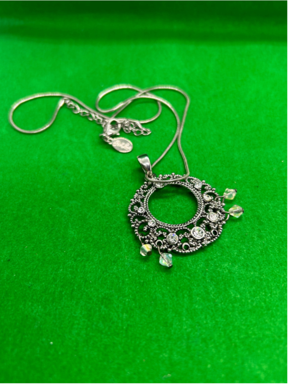 Women's Park Lane Silver Tone Filigree Crystal Pendant Necklace One Size